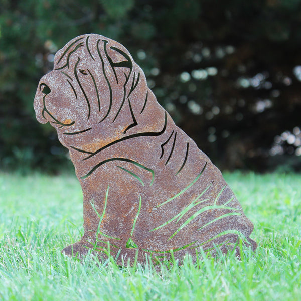 Shar Pei Corten steel dog silhouette, rusted patina finish – My Metal Rescue