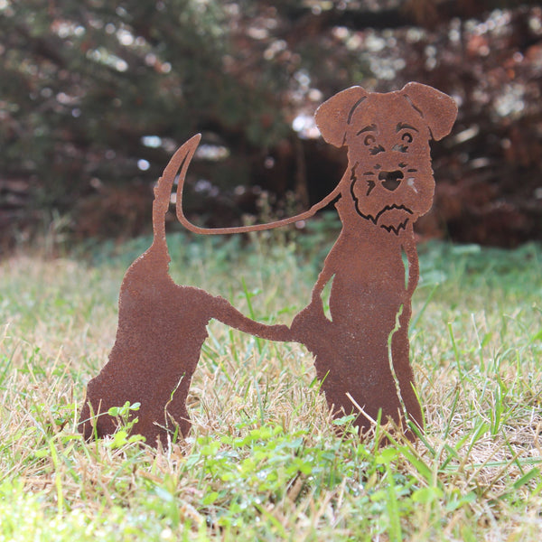 Welsh Terrier Corten steel dog silhouette, rusted patina finish – My Metal Rescue