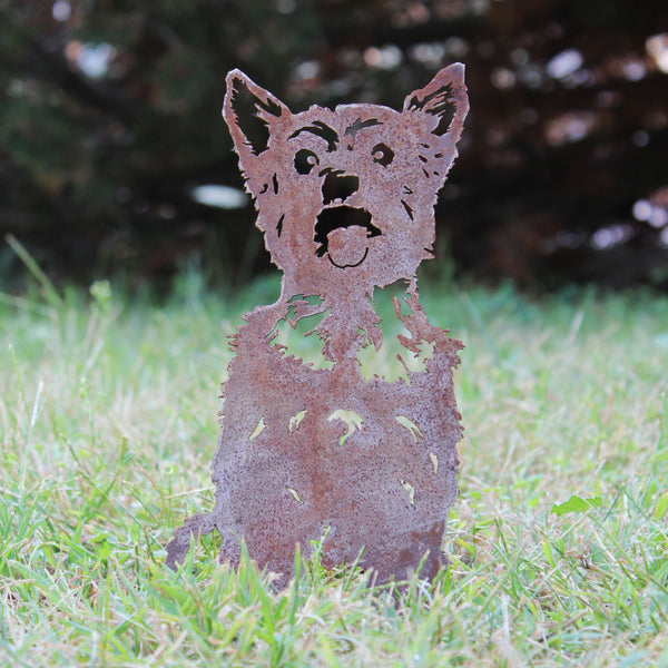 Yorkshire Terrier Corten steel dog silhouette, rusted patina finish – My Metal Rescue