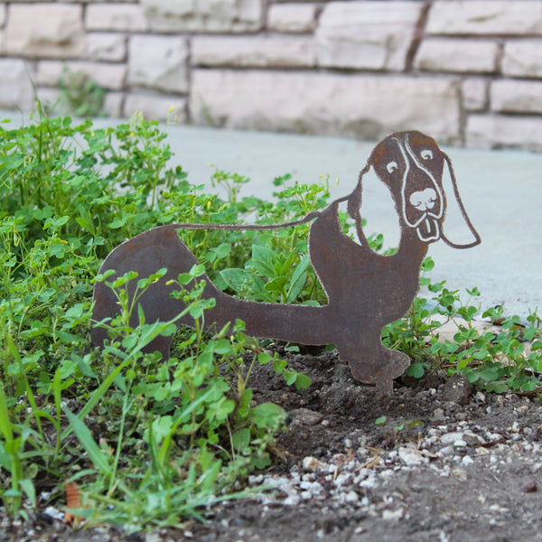 Basset Hound Corten steel dog silhouette, rusted patina finish – My Metal Rescue