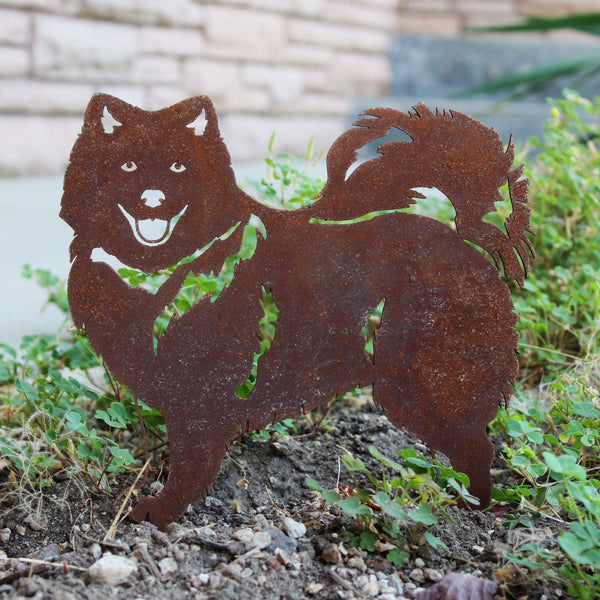Keeshond Corten steel dog silhouette, rusted patina finish – My Metal Rescue
