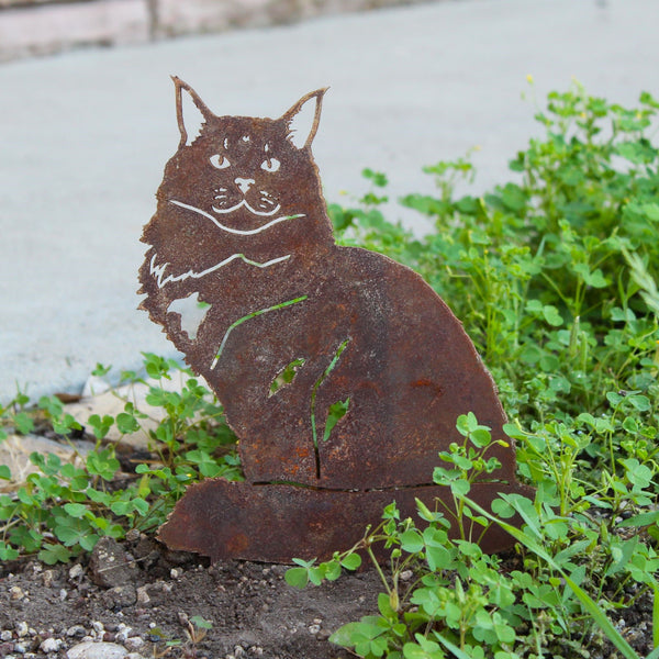 Maine Coon Corten steel dog silhouette, rusted patina finish – My Metal Rescue