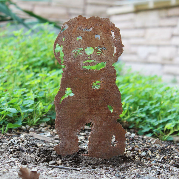 Maltese Corten steel dog silhouette, rusted patina finish – My Metal Rescue
