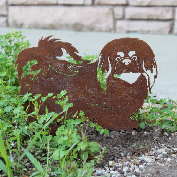 Pekingese Corten steel dog silhouette, rusted patina finish – My Metal Rescue