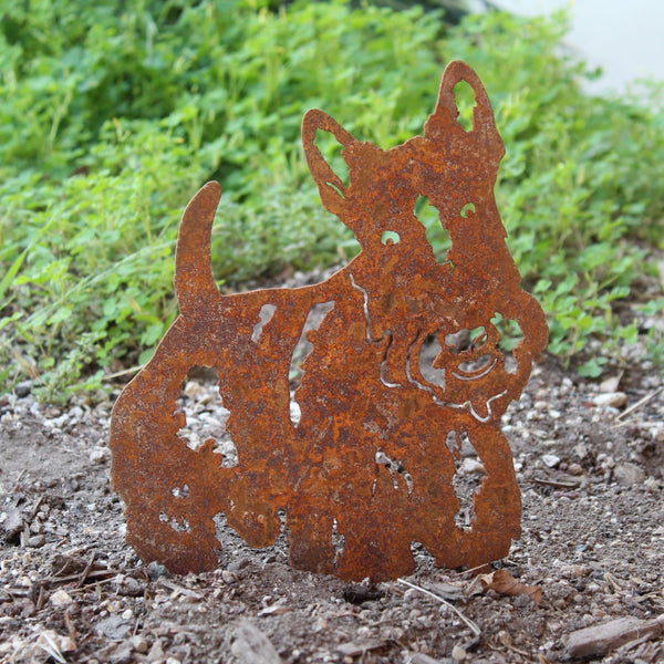 Scottish Terrier Corten steel dog silhouette, rusted patina finish – My Metal Rescue