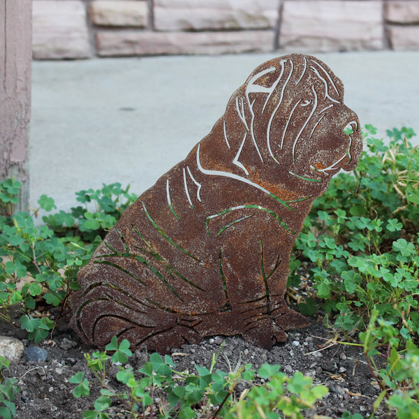 Shar Pei Corten steel dog silhouette, rusted patina finish – My Metal Rescue