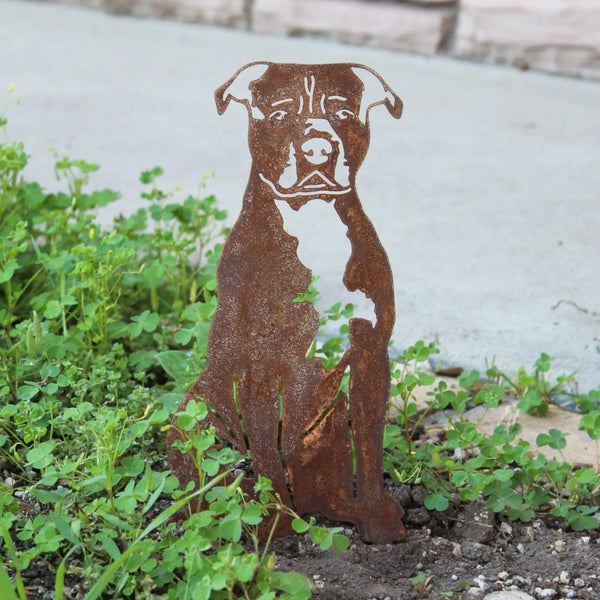 Staffordshire Bull Terrier Corten steel dog silhouette, rusted patina finish – My Metal Rescue