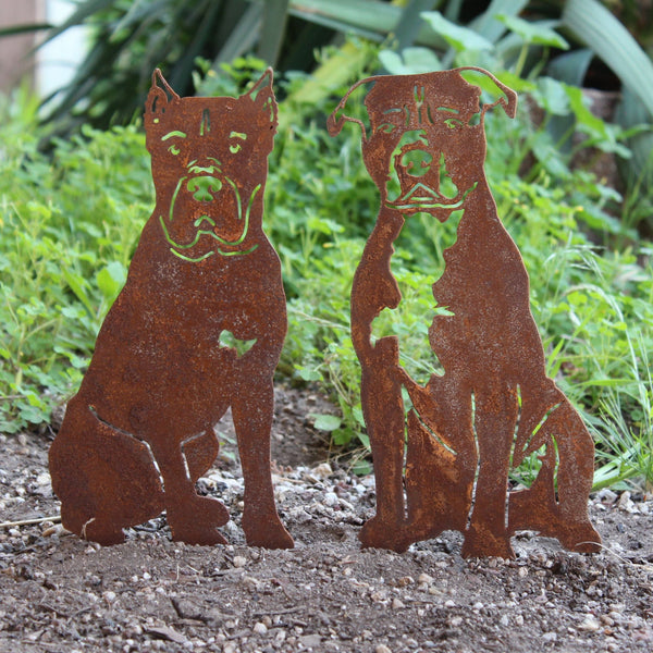 Staffordshire Bull Terrier Corten steel dog silhouette, rusted patina finish – My Metal Rescue