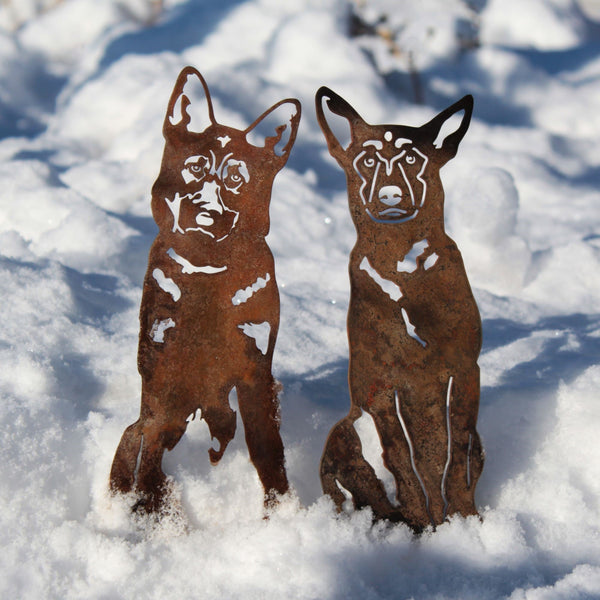 German Shepherd Corten steel dog silhouette, rusted patina finish – My Metal Rescue