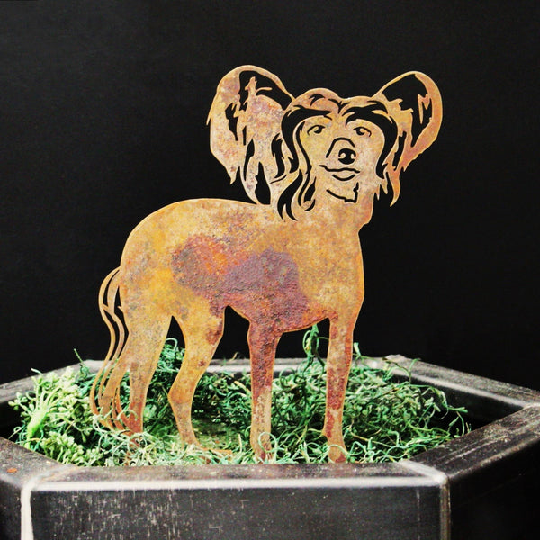 Chinese Crested Corten steel dog silhouette, rusted patina finish – My Metal Rescue