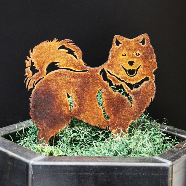 Keeshond Corten steel dog silhouette, rusted patina finish – My Metal Rescue
