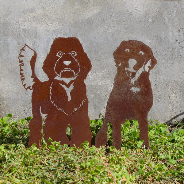 Labradoodle Corten steel dog silhouette, rusted patina finish – My Metal Rescue