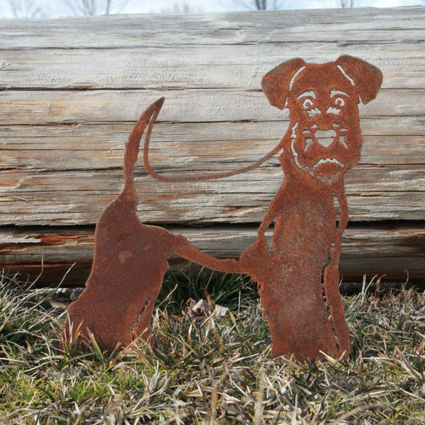 Welsh Terrier Corten steel dog silhouette, rusted patina finish – My Metal Rescue