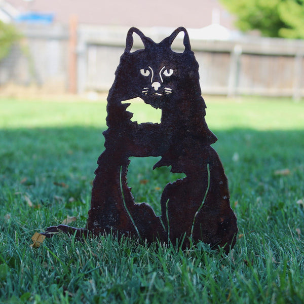 British Longhair Corten steel dog silhouette, rusted patina finish – My Metal Rescue