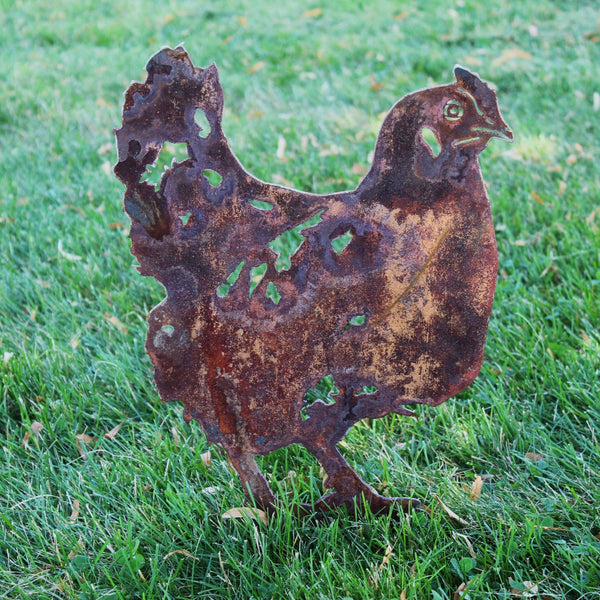 Chicken Corten steel dog silhouette, rusted patina finish – My Metal Rescue