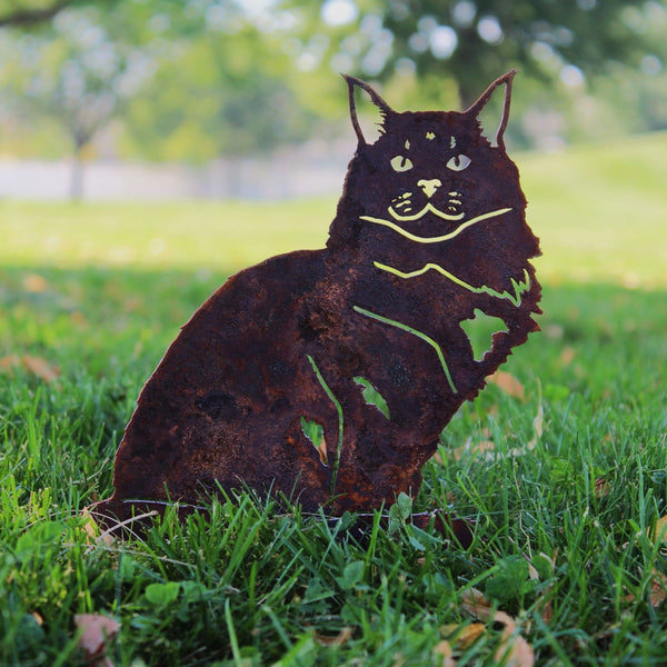 Maine Coon Corten steel dog silhouette, rusted patina finish – My Metal Rescue