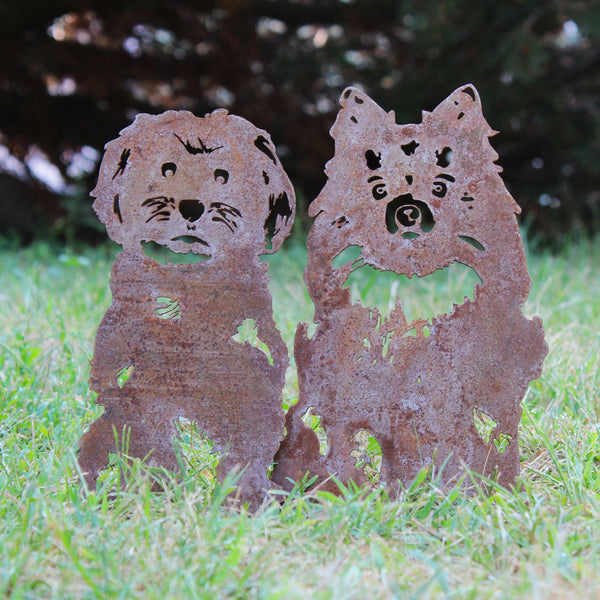 Pomeranian Corten steel dog silhouette, rusted patina finish – My Metal Rescue