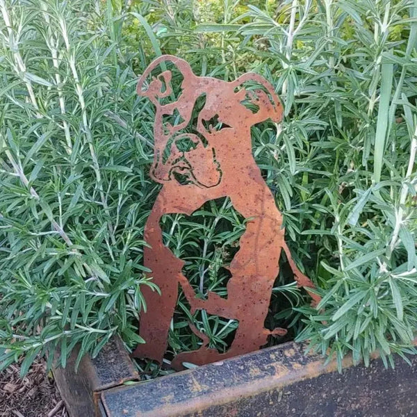 Boxer Corten steel dog silhouette, rusted patina finish – My Metal Rescue
