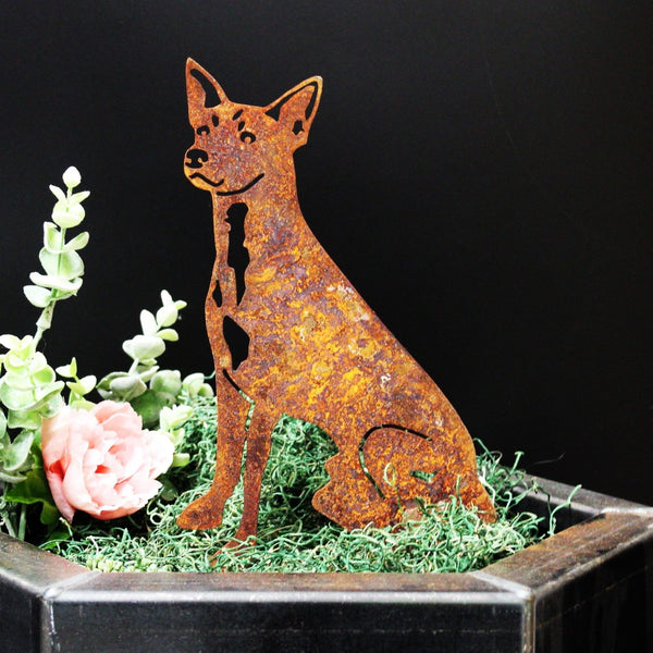 Rat Terrier Corten steel dog silhouette, rusted patina finish – My Metal Rescue