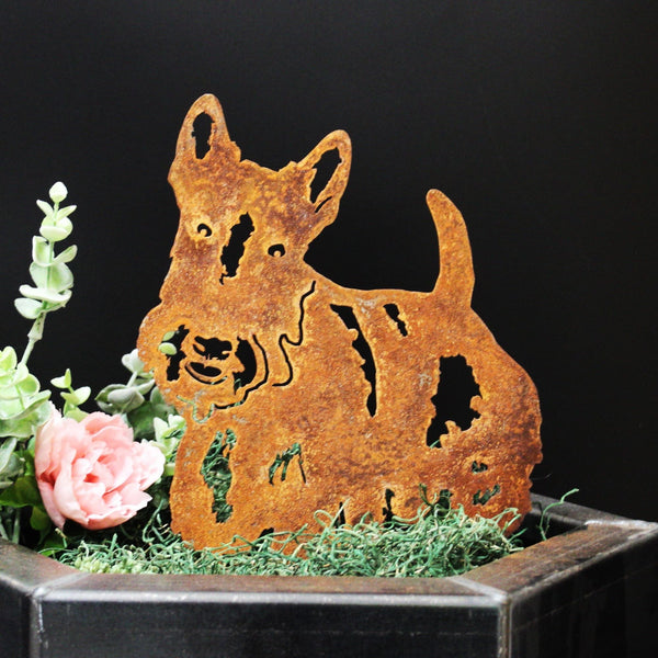 Scottish Terrier Corten steel dog silhouette, rusted patina finish – My Metal Rescue