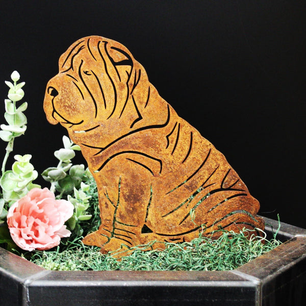 Shar Pei Corten steel dog silhouette, rusted patina finish – My Metal Rescue