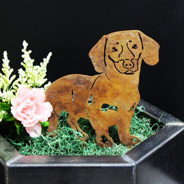 Dachshund Shorthaired Corten steel dog silhouette, rusted patina finish – My Metal Rescue