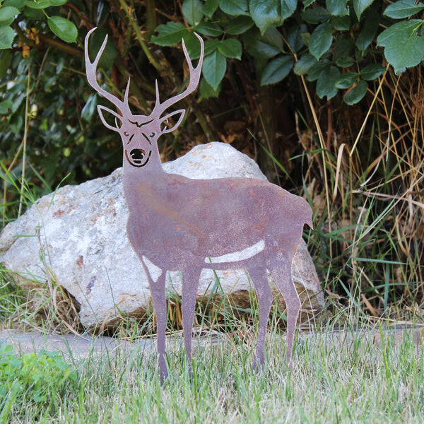 Deer Buck Corten steel dog silhouette, rusted patina finish – My Metal Rescue
