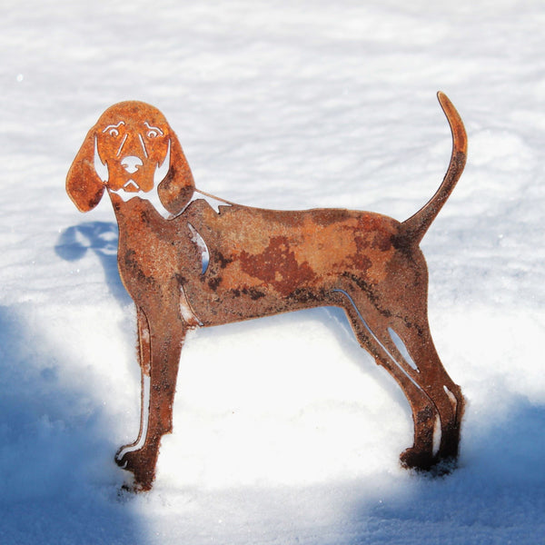 Redbone Coonhound Corten steel dog silhouette, rusted patina finish – My Metal Rescue