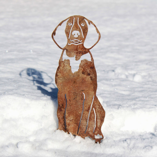 American English Coonhound Corten steel dog silhouette, rusted patina finish – My Metal Rescue