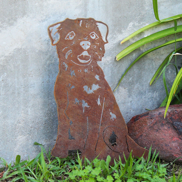 Border Terrier Corten steel dog silhouette, rusted patina finish – My Metal Rescue