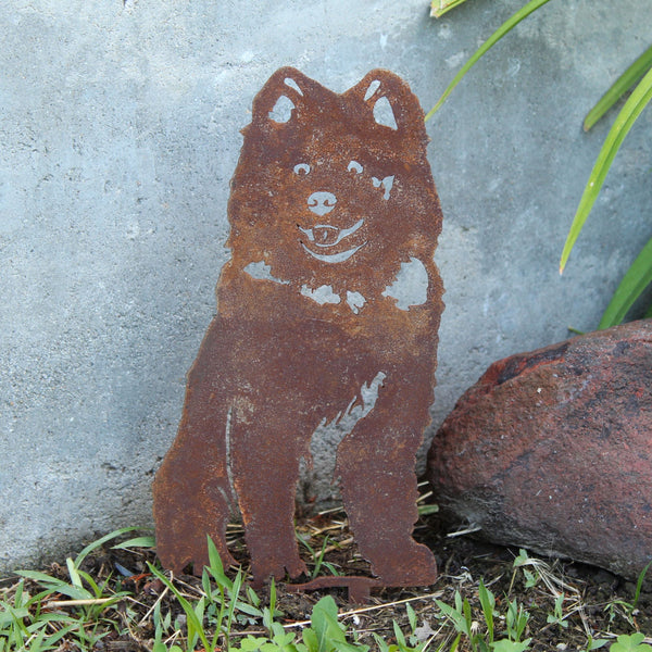 Samoyed Corten steel dog silhouette, rusted patina finish – My Metal Rescue