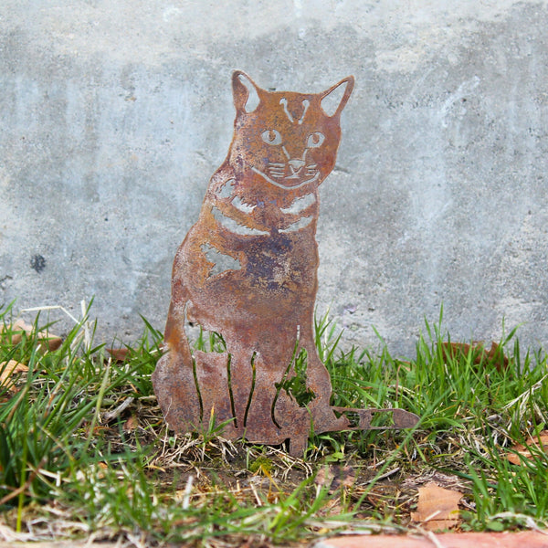Shorthair Tabby Corten steel dog silhouette, rusted patina finish – My Metal Rescue