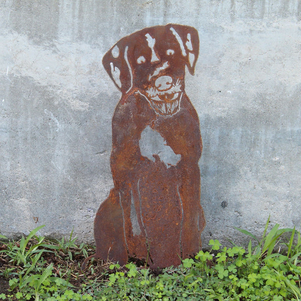 Wirehaired Pointing Griffon Corten steel dog silhouette, rusted patina finish – My Metal Rescue