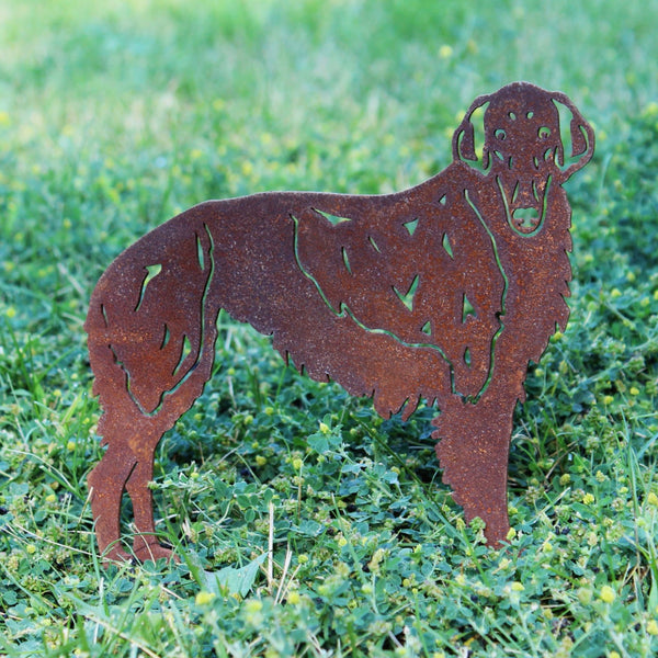 Borzoi Corten steel dog silhouette, rusted patina finish, shown outdoors – My Metal Rescue