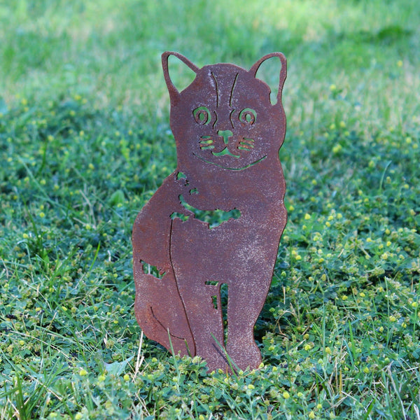 Burmese Corten steel dog silhouette, rusted patina finish, shown outdoors – My Metal Rescue