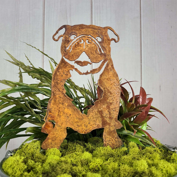 English Bulldog Corten steel dog silhouette, rusted patina finish – My Metal Rescue