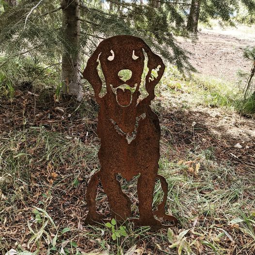 Golden Retriever Sitting Metal Art Handcrafted Dog Décor Corten steel dog silhouette, rusted patina finish – My Metal Rescue