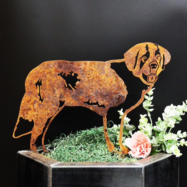 Saint Bernard Corten steel dog silhouette, rusted patina finish – My Metal Rescue