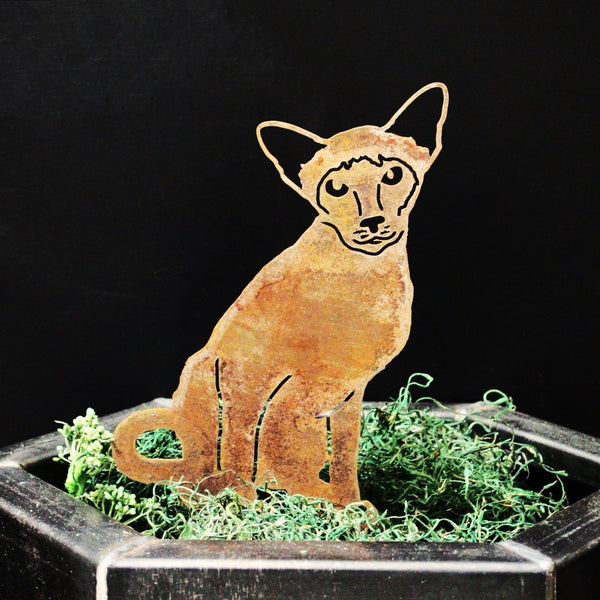 Siamese Corten steel dog silhouette, rusted patina finish – My Metal Rescue