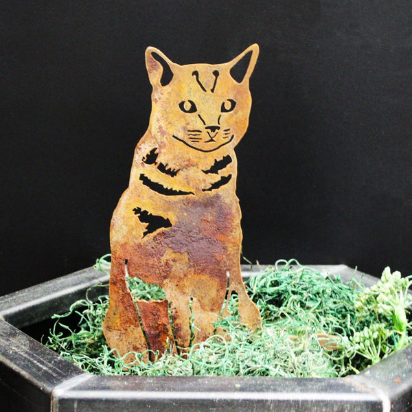 Shorthair Tabby Corten steel dog silhouette, rusted patina finish – My Metal Rescue