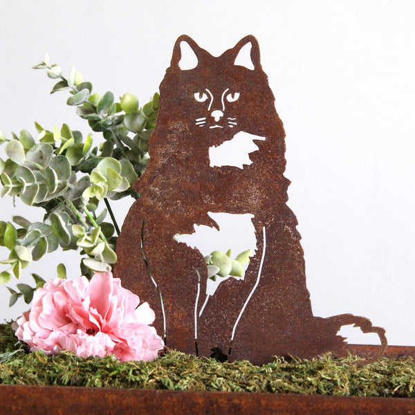 British Longhair Corten steel dog silhouette, rusted patina finish – My Metal Rescue