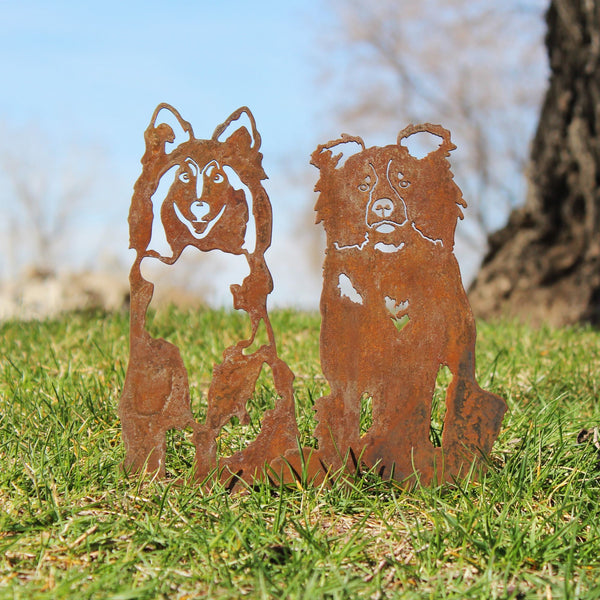 Rough Collie Corten steel dog silhouette, rusted patina finish – My Metal Rescue