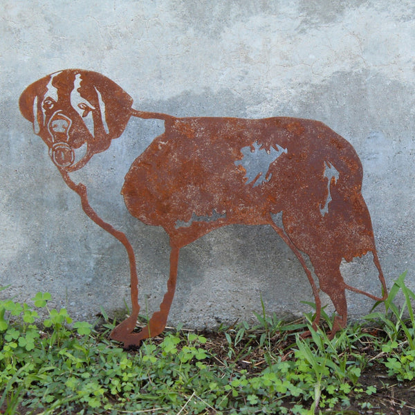 Saint Bernard Corten steel dog silhouette, rusted patina finish – My Metal Rescue