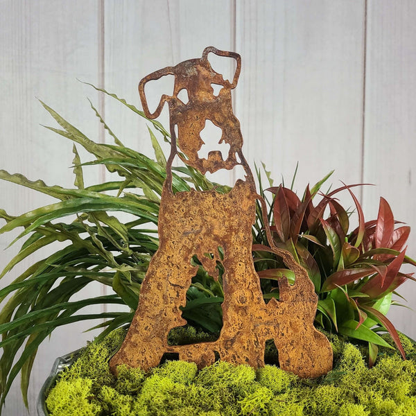 Airedale Terrier Corten steel dog silhouette, rusted patina finish – My Metal Rescue