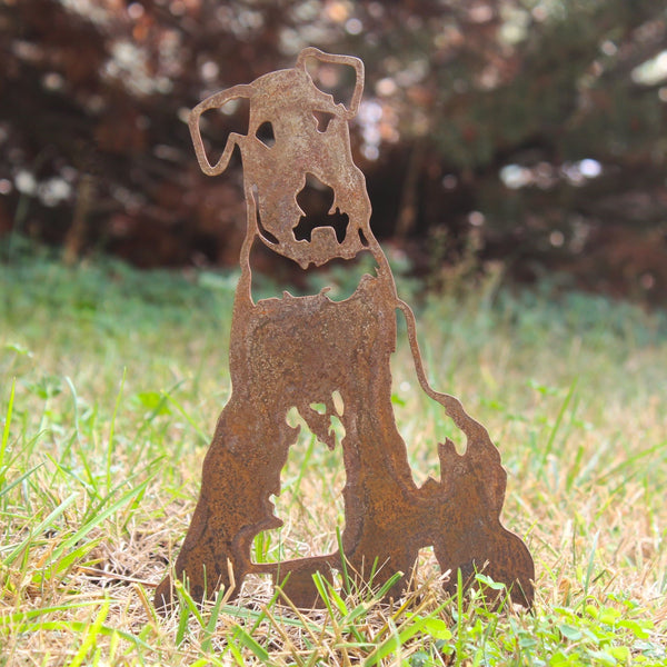 Airedale Terrier Corten steel dog silhouette, rusted patina finish – My Metal Rescue
