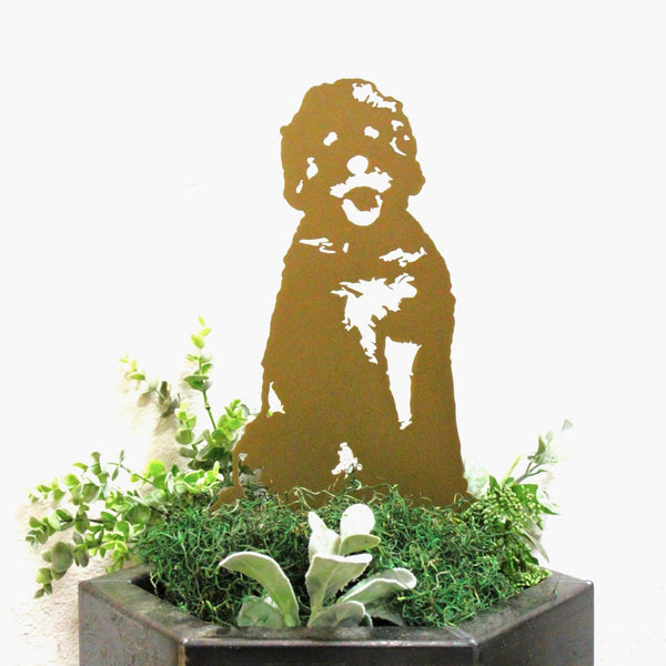 Gold Doodle Corten steel dog silhouette – My Metal Rescue