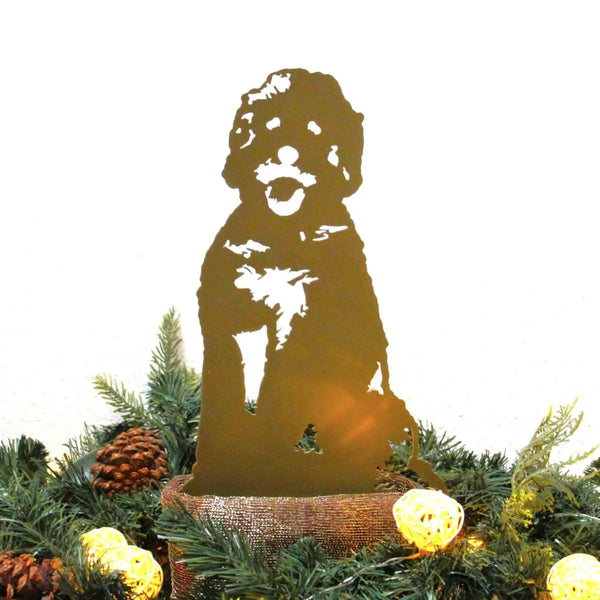Gold Doodle Corten steel dog silhouette – My Metal Rescue