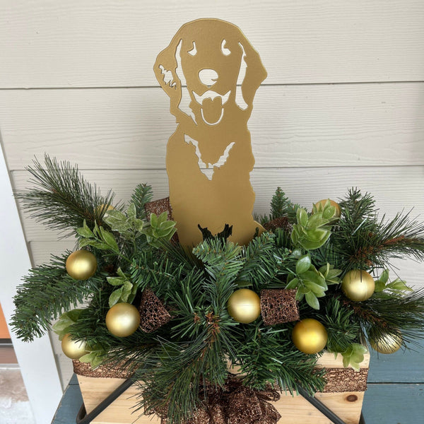 Gold Golden Retriever Sitting Corten steel dog silhouette – My Metal Rescue