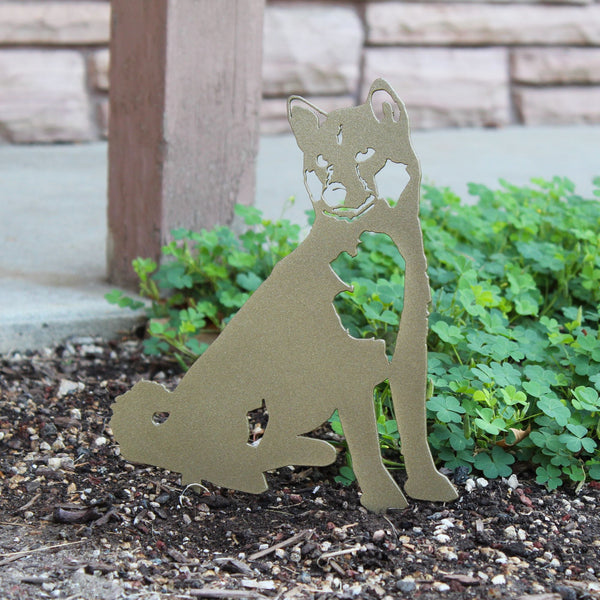 Gold Shiba Inu Corten steel dog silhouette – My Metal Rescue