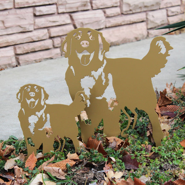 Gold Golden Retriever Standing Corten steel dog silhouette, shown outdoors – My Metal Rescue